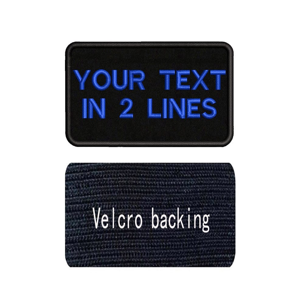 URBAN Wanted Appliques & Patches Blue text Black Custom Embroidery Text Patch