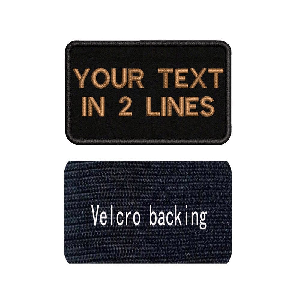 URBAN Wanted Appliques & Patches Brown text Black Custom Embroidery Text Patch