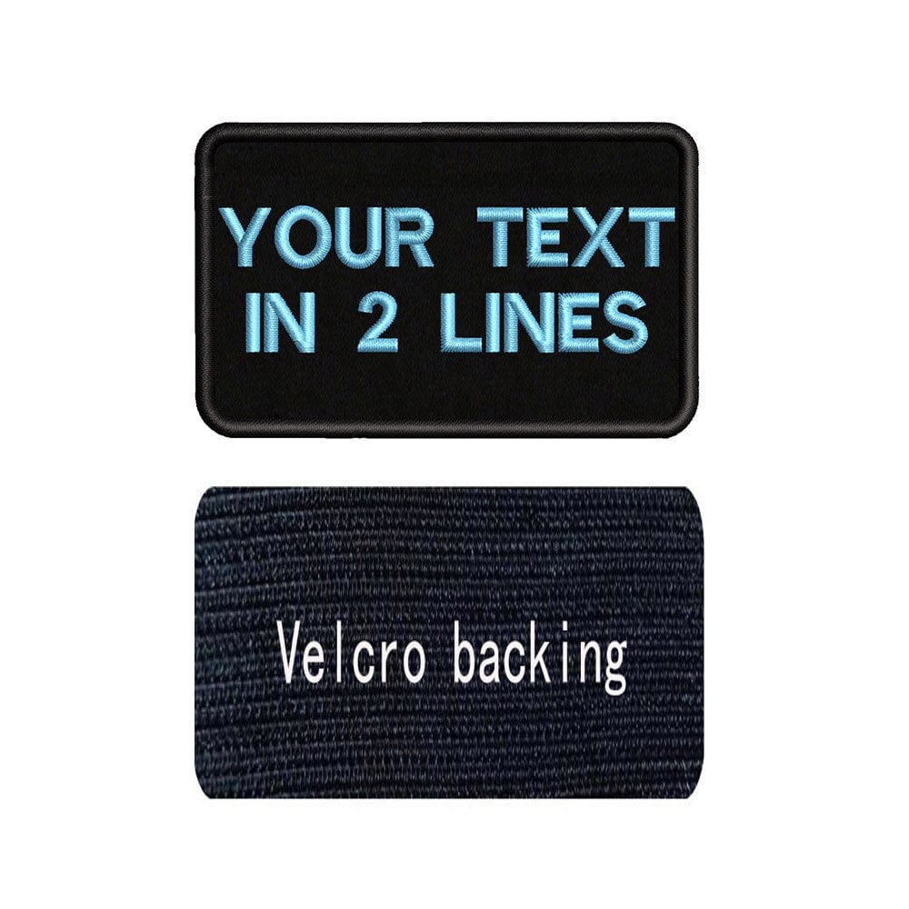 URBAN Wanted Appliques & Patches Cyan text Black Custom Embroidery Text Patch