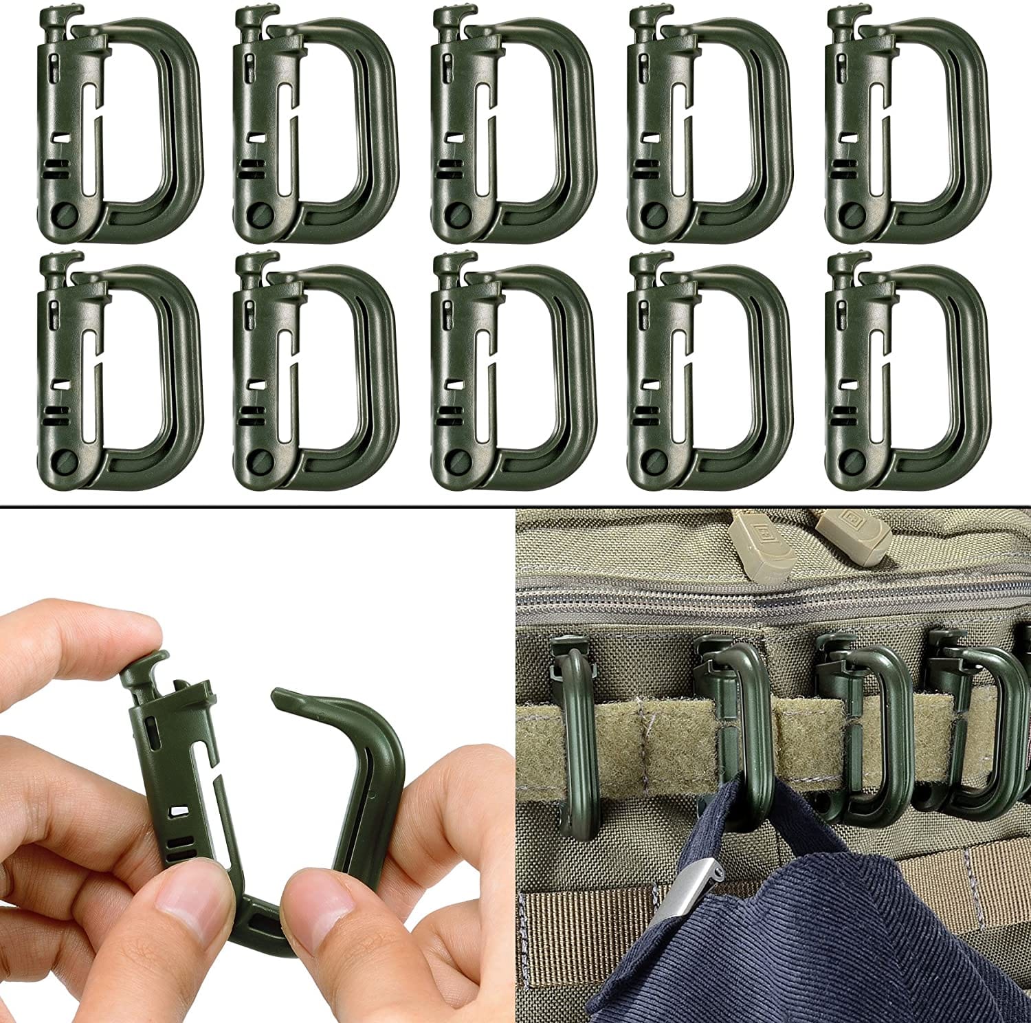 URBAN Wanted 10x D-Ring Locks For Ultimate Backpack MOLLE Webbing Straps System