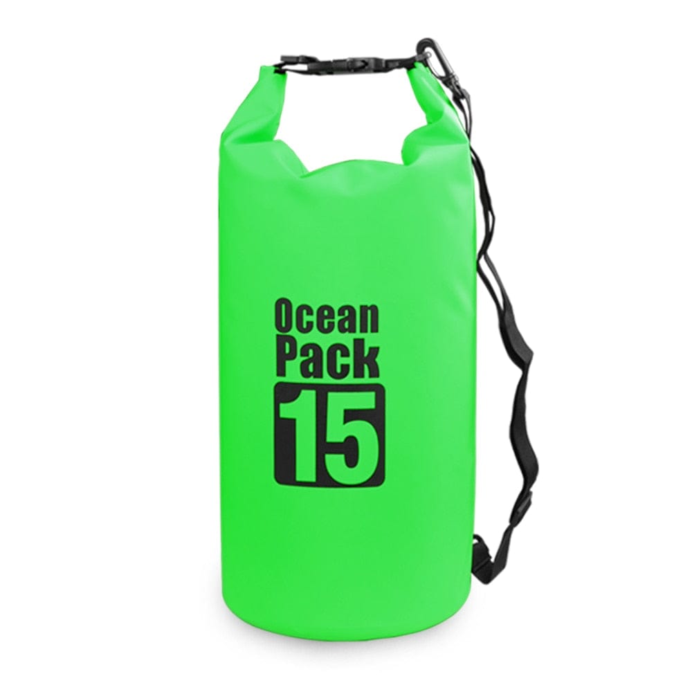 URBAN Wanted 15L Green Ocean Pack Waterproof Dry Backpack Bag For Kayaking, Swimming, Boating