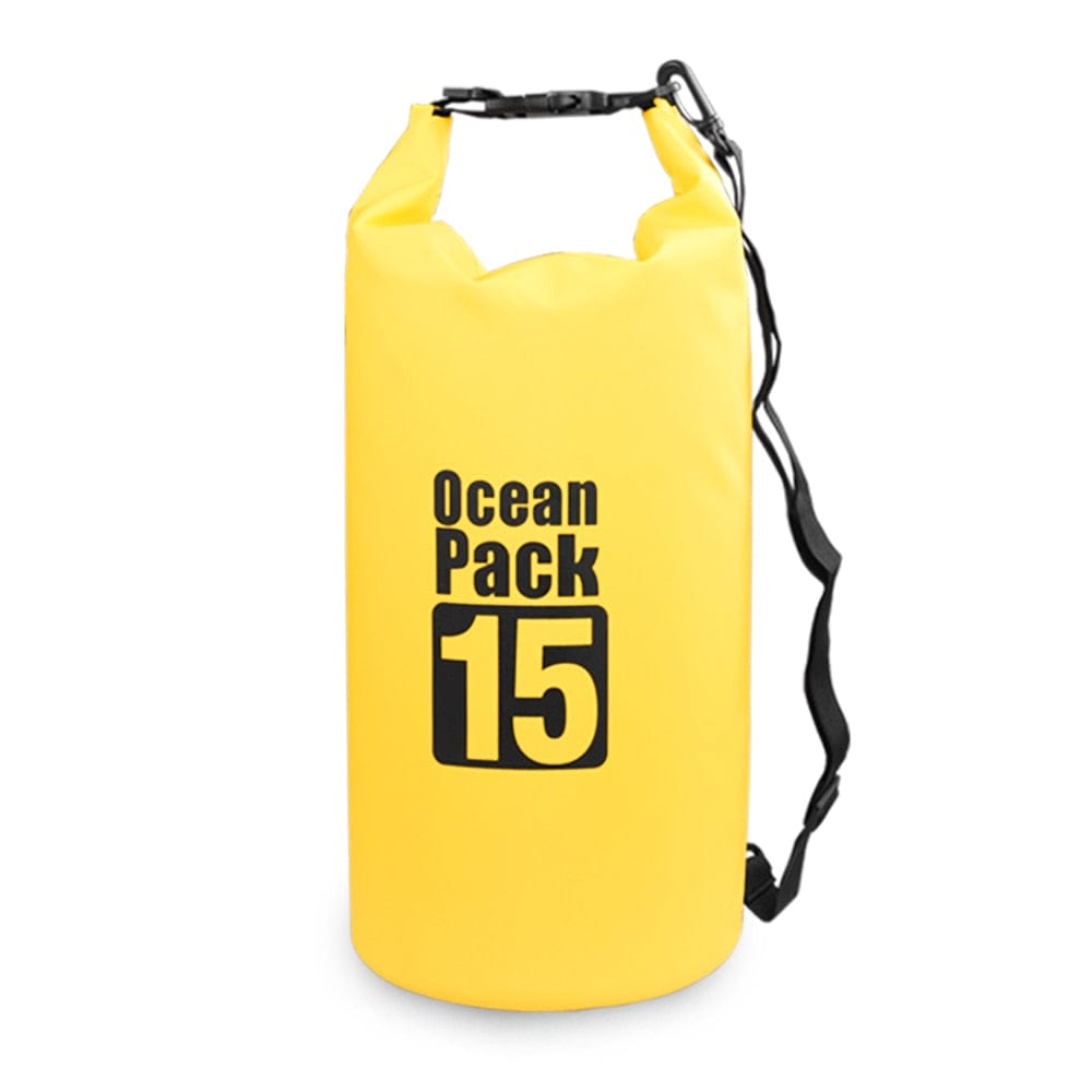 URBAN Wanted 15L Yellow Ocean Pack Waterproof Dry Backpack Bag For Kayaking, Swimming, Boating