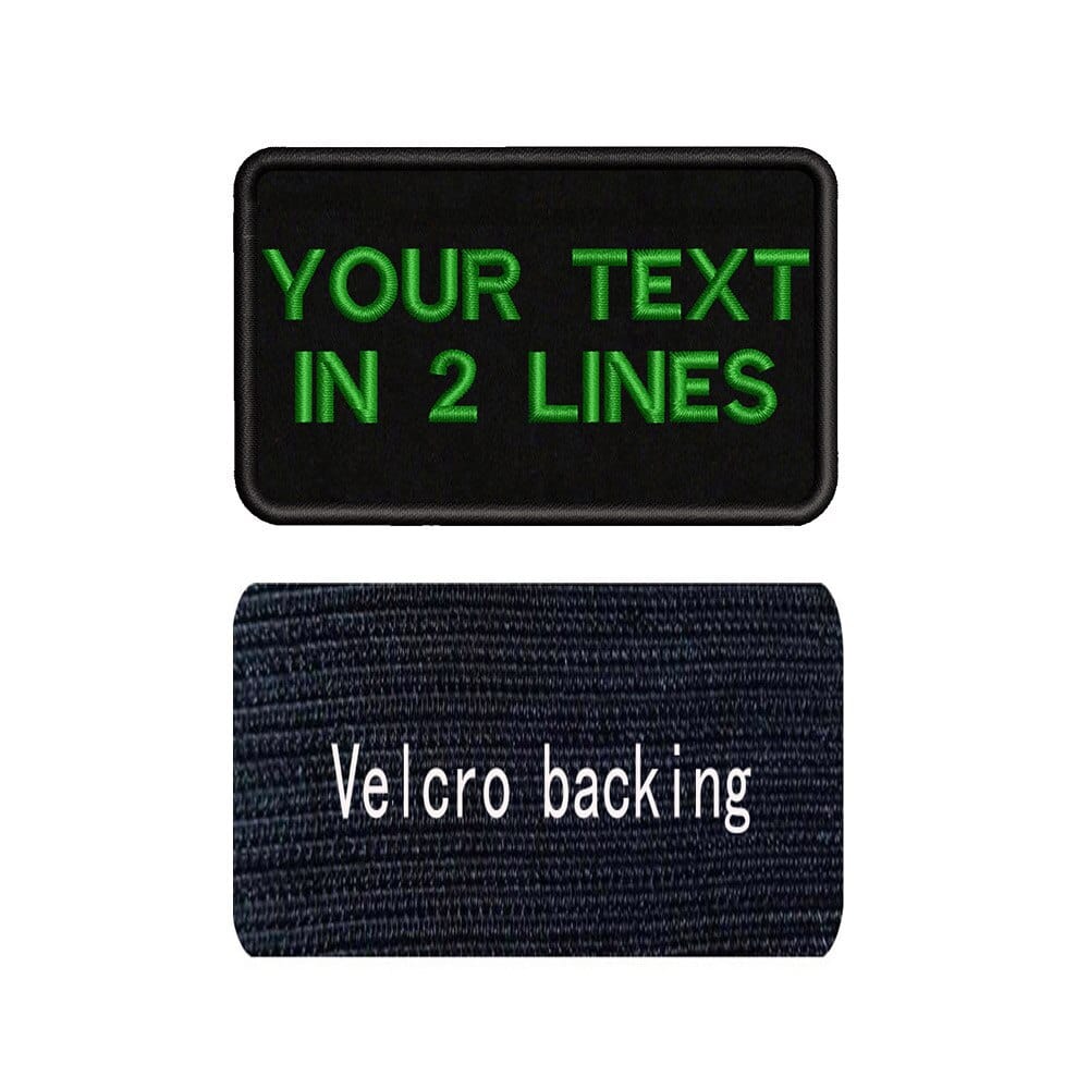 URBAN Wanted Appliques & Patches Green text Black Custom Embroidery Text Patch