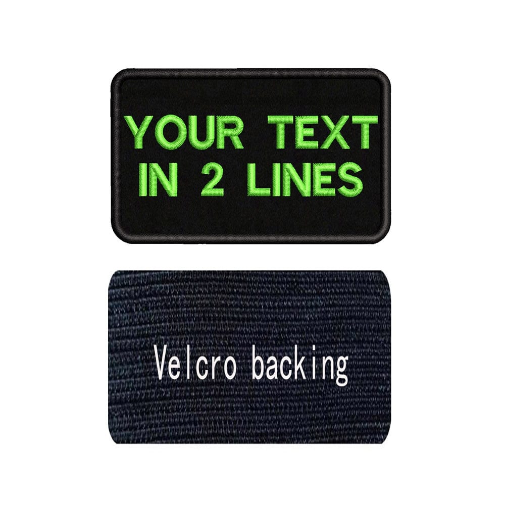 URBAN Wanted Appliques & Patches Light green text Black Custom Embroidery Text Patch